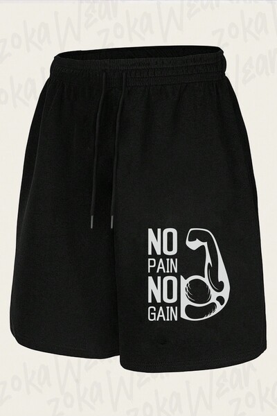 ZOKAWEAR شورت مطبوع بتصميم No Pain No Gain للجنسين