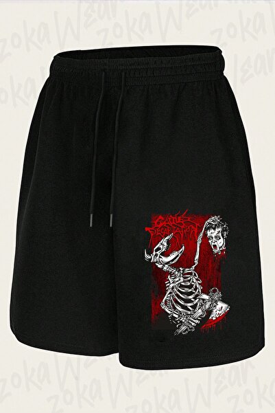 ZOKAWEAR شورت مطبوع بتصميم رأس فرانكنشتاين للجنسين من Cattle Decapitation