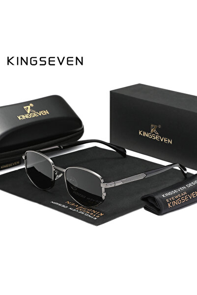 Choice1 نظارات شمسية معدنية على شكل الماس بإطار صغير من KINGSEVEN بلون رمادي ...