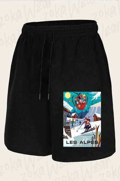 ZOKAWEAR Unisex Les Alpes Ski Design Printed Shorts