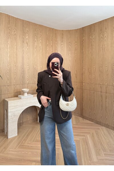 SOİ Premium Tek Düğmeli Blazer Kahverengi