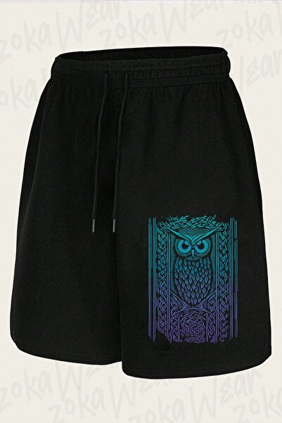 ZOKAWEAR Unisex Celtic Owl Design Printed Shorts