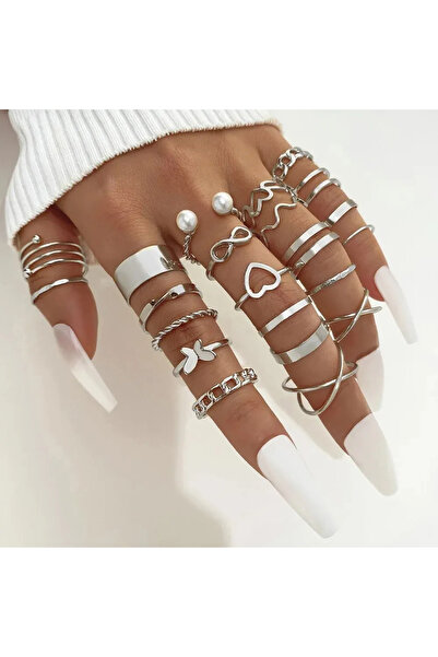 Choice 5591902 22 Pcs Silver Color Ring Sets Fashion Vintage Boho Love Butter...