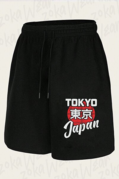ZOKAWEAR Unisex Tokyo Japan Logo Illustration Design Printed Shorts