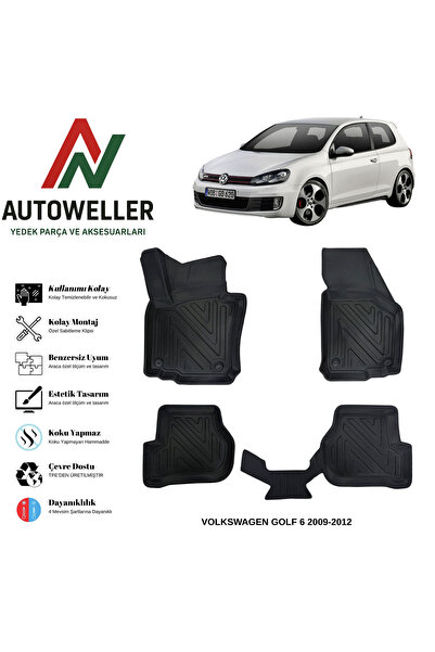 AutoWeller Volkswagen Golf 6 2008-2012 Havuzlu Oto Havuzlu 3D TPE Oto Paspas ...