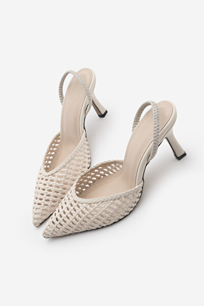 Marjin Women's Stiletto Pointed Toe Hand Knitted Classic Heeled Shoes with El...