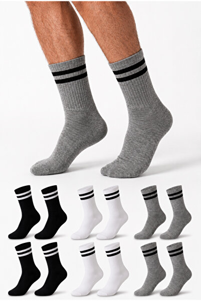 Ducks Socks Men's 6 Pairs Seamless Sports Socks College Cotton Striped Long S...