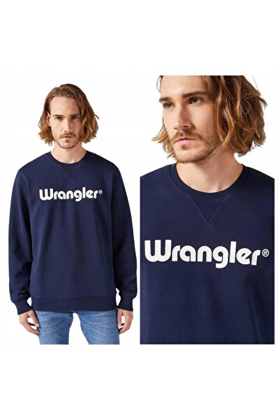 WRANGLER Hanorac Barbati, Wrangler, Logo Crew Sweat, M INTL, Albastru, Regula...
