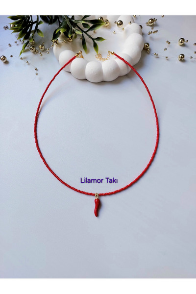 Lilamor Red Beaded Pepper Necklace