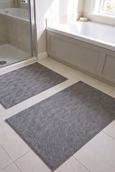 Raschel Carpet Yaprak Desenli Premium Seri Özel Kaymaz Taban Banyo Paspası 2'...