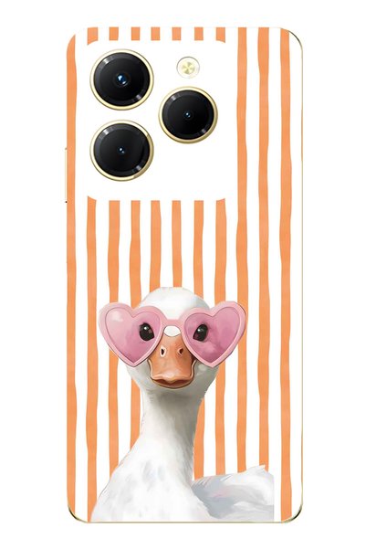 FLAMENKO Infinix Hot 40I Compatible Transparent Phone Case with Heart and Gla...