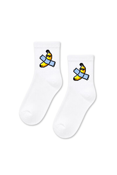 CARNAVAL SOCKS جوارب قصيرة بيضاء منقوشة بنمط الموز