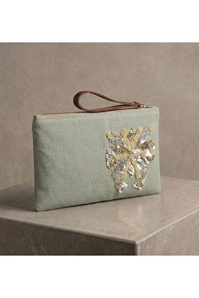 Ruche Atelier El İşlemeli Boncuk Nakışlı Clutch Çanta