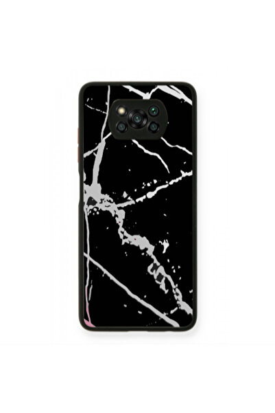 Other Xiaomi Poco X3 /X3 Pro Marble Cream Cracks Black Glossy Θήκη
