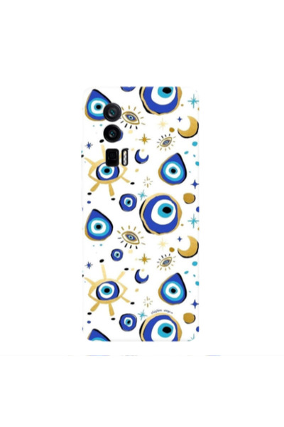 Other Xiaomi Poco F5 Pro Gold evil eye beads Transparent Silicone TPU Θήκη