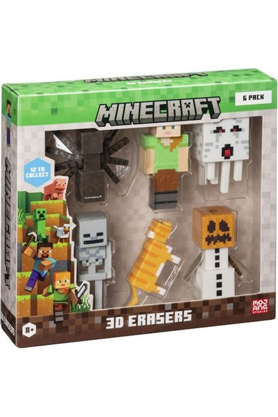MINECRAFT Σετ Γόμες 3D Mc4060b 6 Τεμάχια