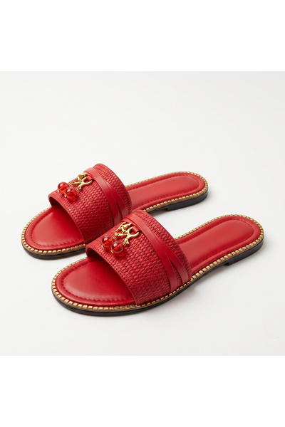 TopukTrend Women's Slippers Leather Slippers with Iconic Cherry Accessories -...