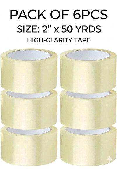 FWM Clear Packing Tape [6 Pack] - 2 Inch x 50 Yards Heavy Duty Box Sealing Tape