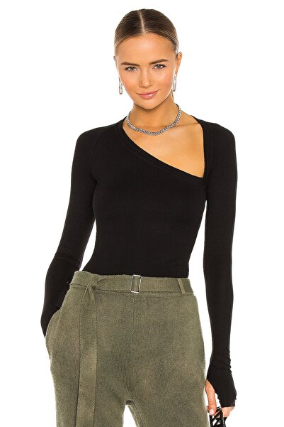 ostende Women's Long Sleeve Asymmetric Neck Finger Interlock Silk Jersey Body...