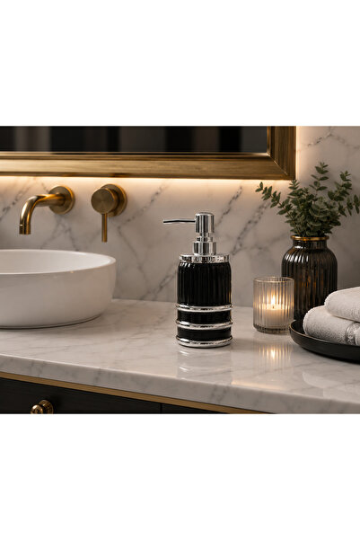 CEZVE HOME Porcelain Liquid Soap Dispenser with Silver Appearance and Detaile...
