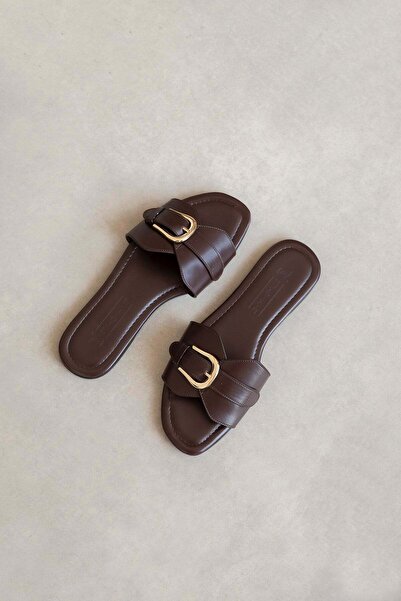 STRASWANS Dorte Women's Daily Leather Slippers Brown