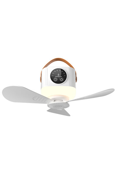 choice2 white Rechargeable Camping/Dormitory Small Ceiling Fan with 8-Hour Ti...