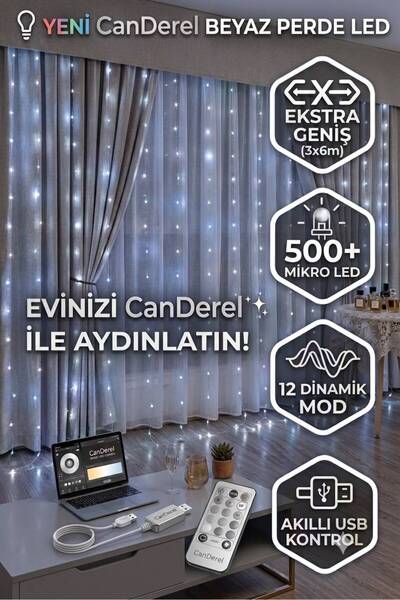 Canderel BEYAZ IŞIK Kumandalı 8 Ayrı Moda Sahip 3mx3m ( 300 Cm X 300 Cm ) Per...