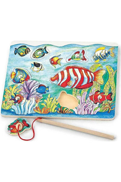 Viga Toys Puzzle din lemn cu piese pentru copii, Puzzle magnetic de pescuit, ...
