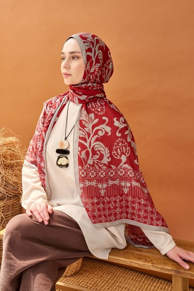 Silk Home Riva Şal Tencel Floral Bordo