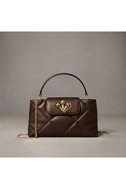 Generic TOP Choice Elegant Quilted Top Handle Crossbody Bag with Gold Floral ...