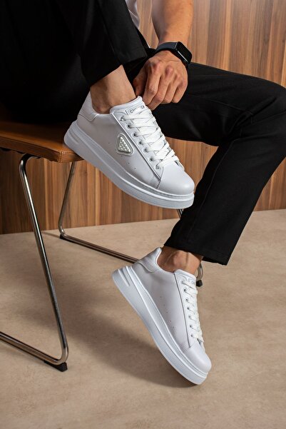 Zerenyus Zrc2535 - High Quality Trion Thick Sole Men's White Sneakers