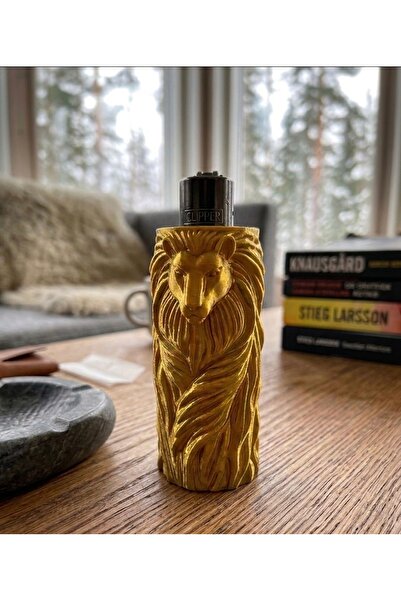 Handmade Aslan Figürlü Özel Tasarım Clipper Çakmak Kılıfı - Dekoratif Çakmak ...
