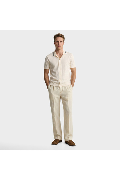 Gant Erkek Krem Regular Fit Çizgili Pantolon