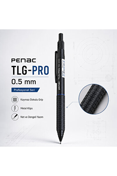 PENAC TLG-PRO Profesyonel Teknik Çizim Kalemi Mekanik Versatil Uçlu Kalem Mat...
