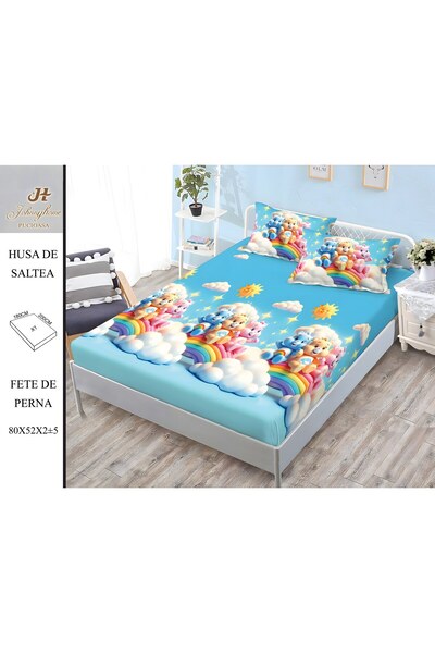 naniland.ro Husă de Pat Finet 2 Persoane 3 Piese cu Elastic 180x200 cm, Model...