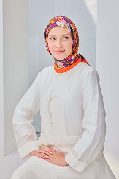 Silk Home وشاح فيلورا بلون برتقالي زهري مائي