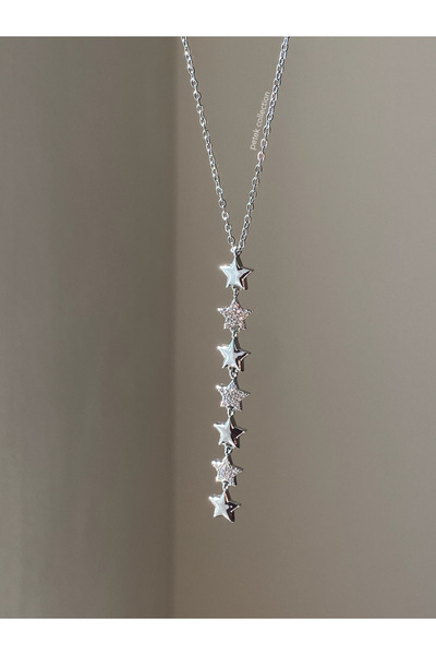Petek Collection Steel Row Stars Y Necklace