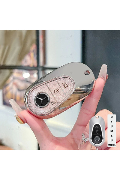 Alazpay Θήκη κλειδιού TPU με διαμαντένια κοπή για Mercedes Benz C E S Class C...