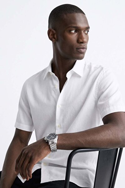 BARRELS AND OIL Men's Short Sleeve Draped Shirt - White