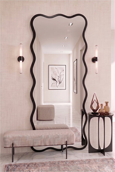 Mirror Home Decor Art Dalgalı Ahşap Çerçeveli Modern Boy Aynası | Dikdörtgen ...