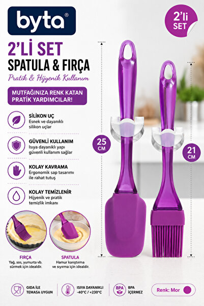 BYTA 2-Piece Silicone Spatula and Dough Brush Set - Heat Resistant, Bpa-Free,...