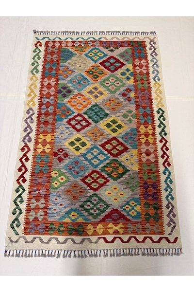Afgan Halı El Dokuma Afgan Kilim Anadolu Desenlı 100% Yün Kök Boya