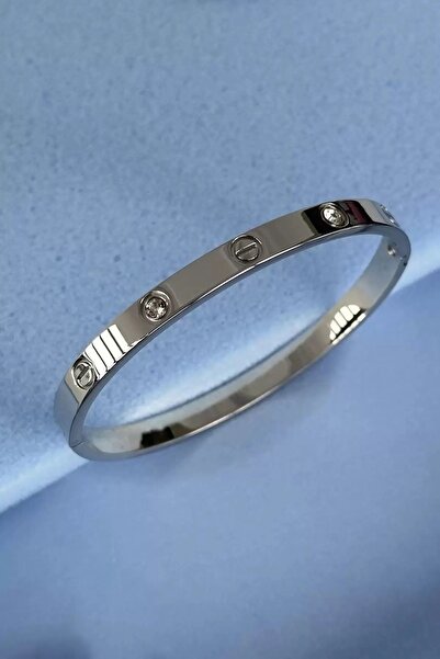 Vitastyle Silver Color Stone Detailed Steel Bracelet