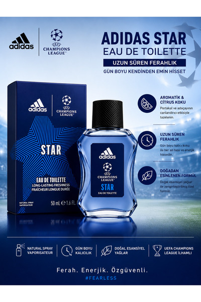 adidas UEFA Champions League Star Eau de Toilette EDT Erkek Parfüm 50 ml