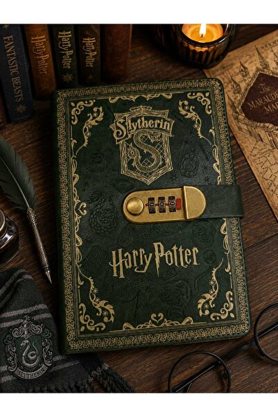 Mutluanlar Hediyelik Harry Potter Slytherin Şifreli Defter Kabartma Desenli K...