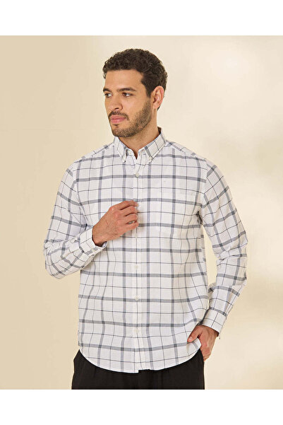 REDTAG Men Sky Blue Button Down Oxford Shirt