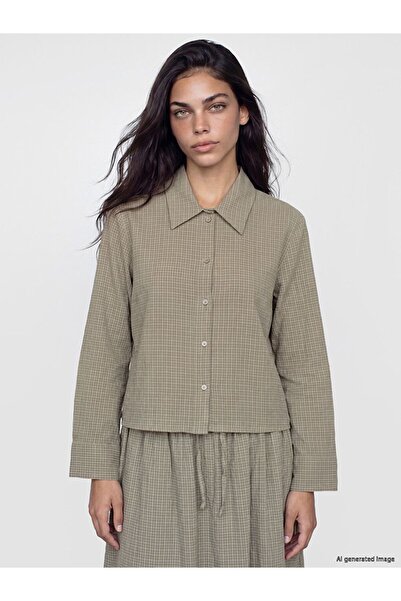 LC Waikiki Lcw Modest Khaki Plaid Women's Shirt