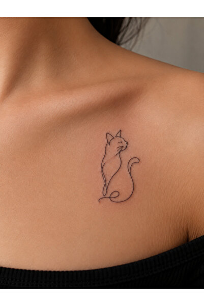 Genel Markalar Minimal Çizgi Sanatı Geçici Dövme Tiny Tattoo Siyah Tattoo Suy...