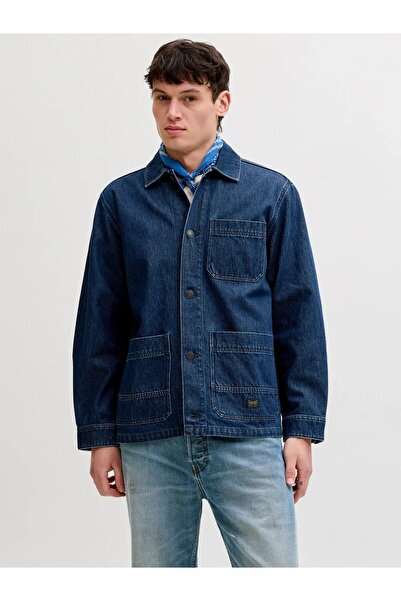 Jack & Jones سترة رجالية زرقاء من Jprbluderry Dnm L/s Overshirt Styd Jean