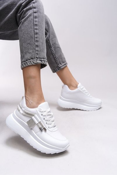Bluefeet Mdl White Skin Lace-Up Women's Sports Shoes